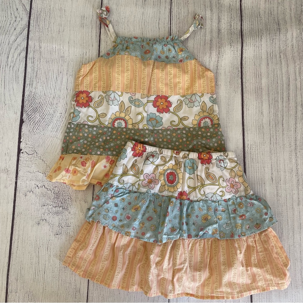 Gymboree Summer Safari Mixed Floral Print Tank & Skirt Size 6